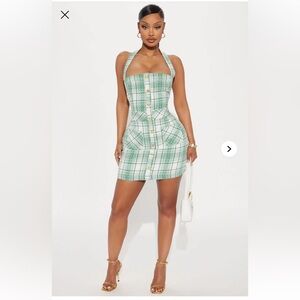 Fashion Nova Green Plaid Mini Dress